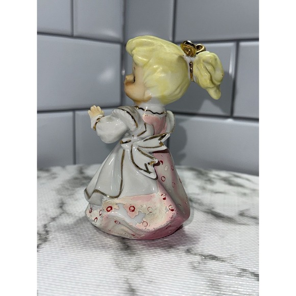 vintage Lefton Shopper Girl Figurine Blonde White Dress Japan - Picture 3 of 10